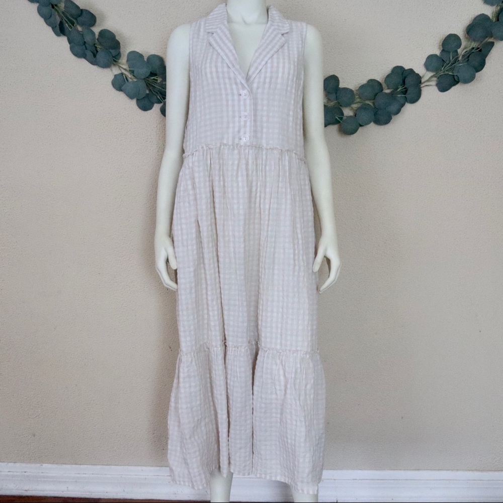 Free People Saffron Flower Checkered Midi Dress